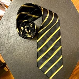 Versace Black Gold tan striped silk tie
